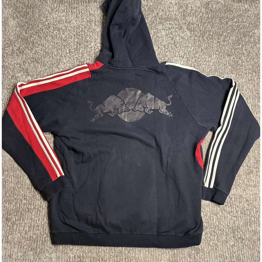 Vintage Adidas Red Bull New York Hoodie Men's 2XL Blue Red Pullover Racing